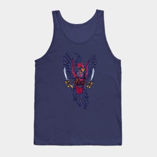 Cartoon Ninja Rooster Mascot Tank Top